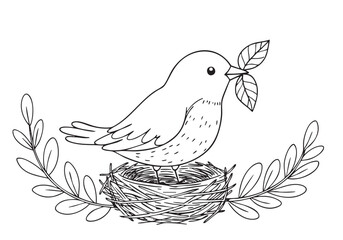  Bird Catching Two Leaves with Its Beak – A Moment of Nature's Grace