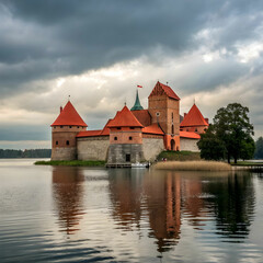 Fototapeta premium mesmerizing view of trakai island castle in trakai