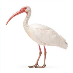 Fototapeta premium White Ibis Bird Profile Studio Shot on White Background