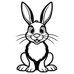 Rabbit line art silhouette vector.