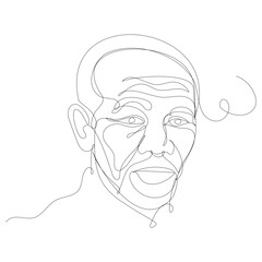 Vector illustration of a fascinating Black man. Continuous line vector illustration, white background.