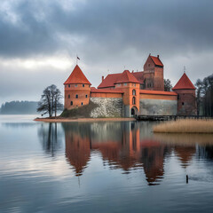 Fototapeta premium mesmerizing view of trakai island castle in trakai