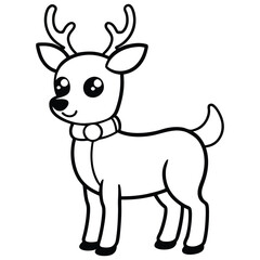 Cartoon Deer line art silhouette vector.