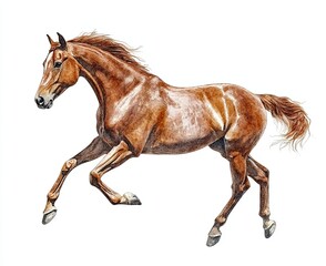 Fototapeta premium A watercolor horse in isolation, presented against a white background, used as an animal illustration