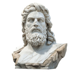 Obraz premium Striking bust of a bearded man captured in fine detail showcasing artistic features and historical significance isolated on a white background.