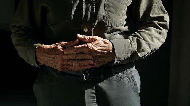 An elderly man with severe stomach pain and stomach ulcer disease