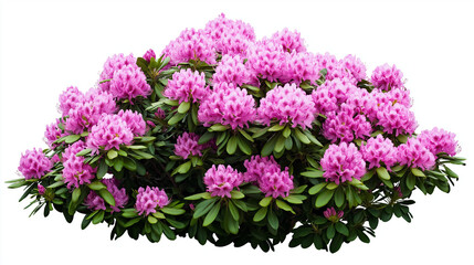 Fototapeta premium AI generator images of Bonsai pink rhododendron bush flower, photo realistic flower tree in a pot, white isolated background