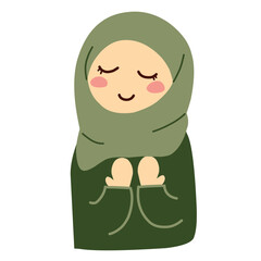 Cute cartoon illustration of a woman Raising his hands