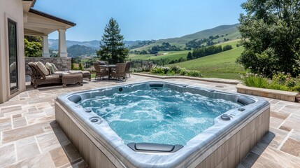 Hillside Hot Tub Relaxation on Patio