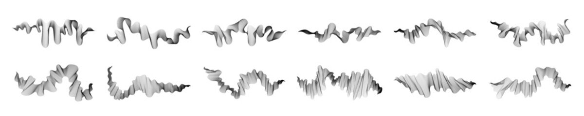 Set of abstract backdrops with black waves