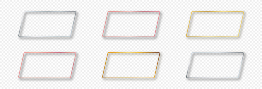Set of six rounded parallelogram frames