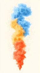 Colorful Smoke Plumes for White Background.