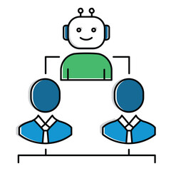 Hierarchy and Business Leadership Ai Robotics Vector Concept Icon design