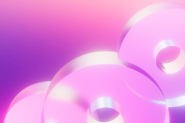  3D render of pink glowing transparent discs with soft reflections