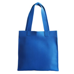 A tote bag in blue on a see-through backdrop