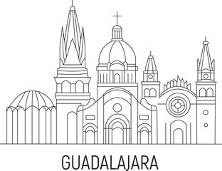 Guadalajara City Line Draw Simple Minimalist