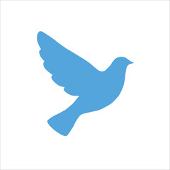 Minimalist Blue Bird Silhouette Vector Design with Wide-Spread Wings and Clean Aesthetic