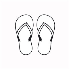 Minimalist Black Outline Vector Design of Flip-Flops with Crisscrossed Straps for Casual and Relaxed Themes
