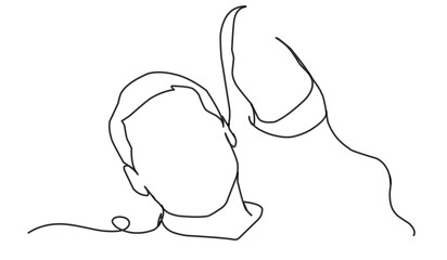 Couple Creative Contemporary Abstract Line Drawing. Beauty Fashion Peoples. Vector Minimalist Design for Wall Art, Print, Card, Poster