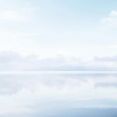 Fototapeta premium Serene calm lake reflecting the sky with a small boat gently floating on the peaceful waters