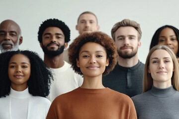 inclusive gathering of diverse individuals from various backgrounds standing together joyfully symbolizing and equal