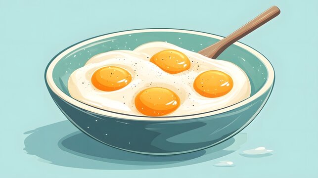 Fresh eggs beaten in a bowl