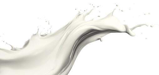 Milk splash isolated on transparent background, cutout, PNG format.