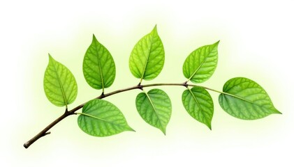 Obraz premium Isolated leafy branch of a tree on a white background, branches with leaves, nature