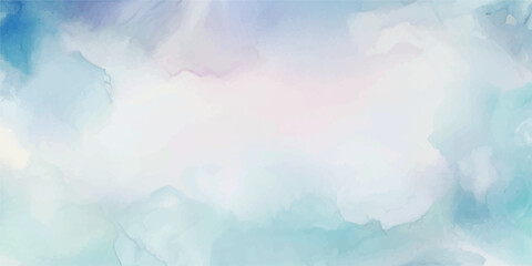 A Beautiful and Soft Watercolor Scene with a Light Blue Sky and Wispy Clouds, Perfectly Capturing the Essence of Serenity, Calm, and Tranquility—Ideal for Any Setting Seeking a Peaceful, Soothing Atmo