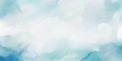 A Beautiful and Soft Watercolor Scene with a Light Blue Sky and Wispy Clouds, Perfectly Capturing the Essence of Serenity, Calm, and Tranquility—Ideal for Any Setting Seeking a Peaceful, Soothing Atmo