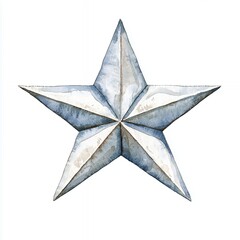 Obraz premium Watercolor Gray Five Pointed Star with Aged Texture on White Background