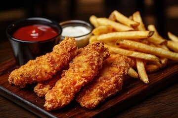 Irresistible Chicken Tenders with a Side of Fries 