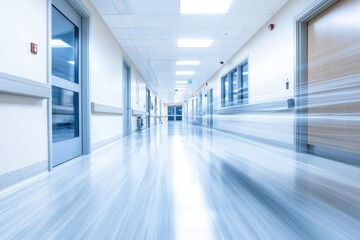 Captivating interplay of light and motion in a busy hospital corridor.