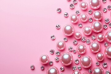 A charming pastel aesthetic featuring pink pearls and backdrop.