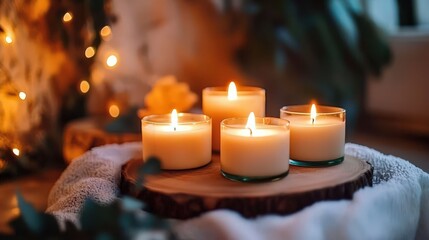 A circle of candles creates a serene atmosphere.