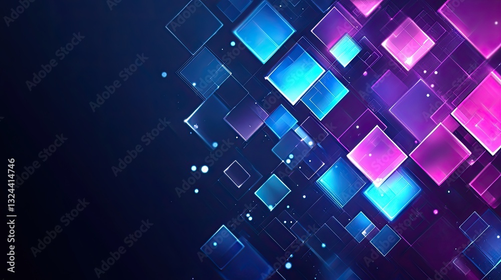 Aufkleber a 3d rendering depicting an abstract technology backdrop with blocks and glowing rectangular shapes.