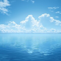 Obraz premium Expansive blue sky with fluffy white clouds creating a serene and tranquil atmosphere above
