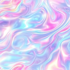 Holographic background seamless trendy iridescent light foil texture. Soft holographic pastel unicorn marble background pattern. Modern pearlescent blurry abstract swirl illustration.