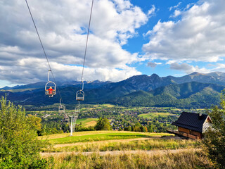 chair lift at the ski resort in Zakopane. Tatra mountains. Poland