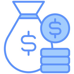 Money Bag Outline Blue Color Icon