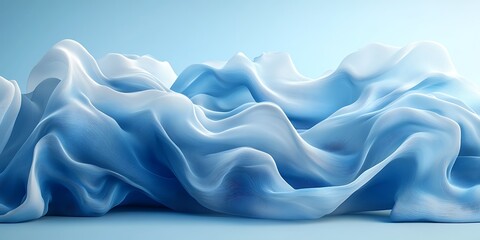 Obraz premium Blue fabric waves, abstract art, soft, light background