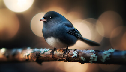 Dark-Eyed Junco Perched on a Branch in Soft Light
