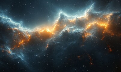 Fototapeta premium Cosmic Nebula: A Celestial Tapestry of Fire and Ice