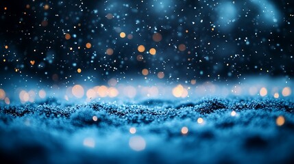 Falling Snow Creates a Dreamy Winter Scene with Soft Bokeh Lights