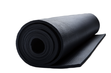 light green yoga mat, rolled up, on a transparent background. PNG