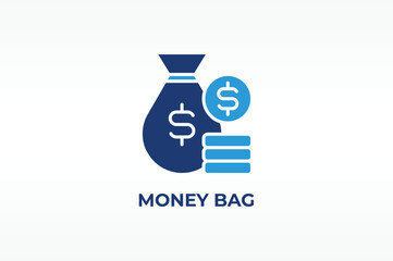 MONEY BAG vector, icon or logo sign isolated symbol illustration