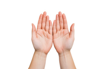 Hands up in a welcoming gesture, cut out