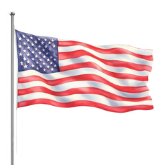 Fototapeta premium The american flag proudly displayed against a bright blue sky symbolizing freedom and national pride isolated on a white background.