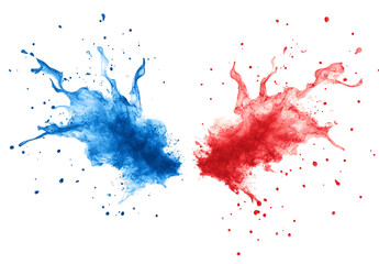 Fireworks, red and blue colors, transparent background, png