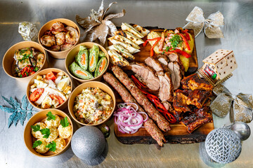 Delicious feast featuring assorted dishes arranged for celebration